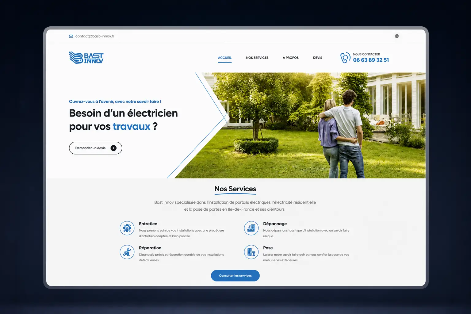 Interface du site Bast Innov
