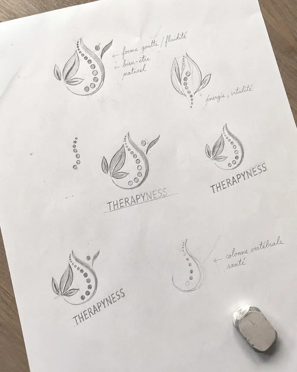Croquis et esquisses du logo Therapyness